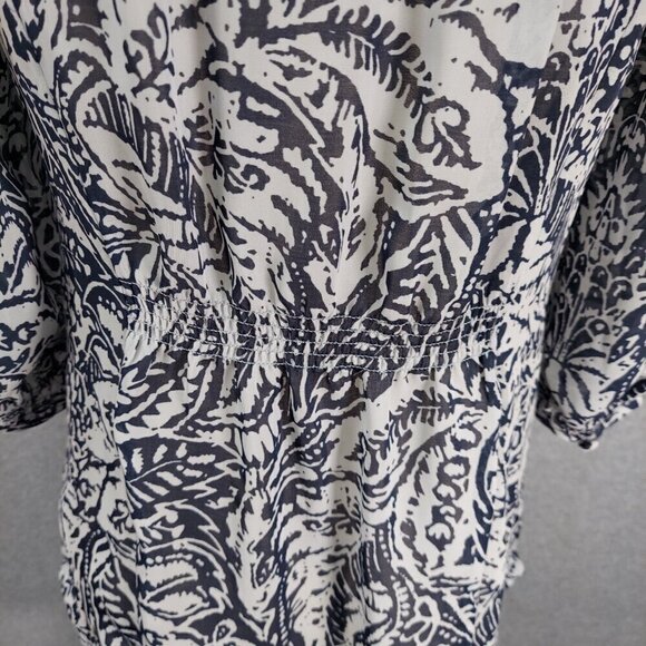 Banana Republic Womens Black Floral Semisheer Puff Short Sleeve Blouse SZ Small - Picture 5 of 12